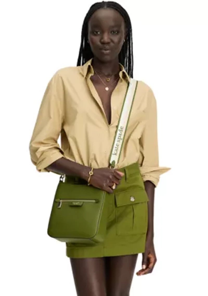 Hudson Pebbled Leather Messenger Crossbody Bag