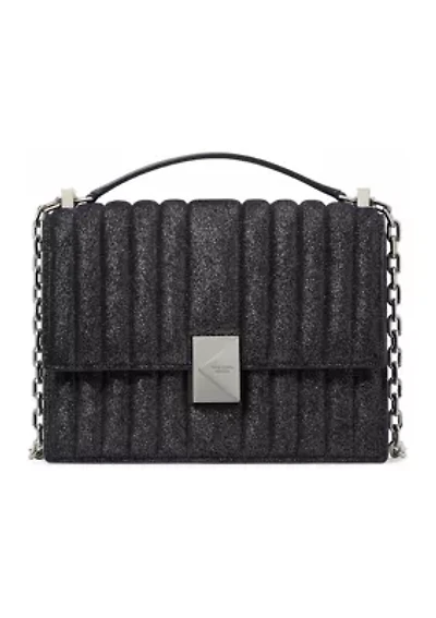 Tribeca Quilted Glitter Suede Chain Shoulder Bag