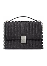 Tribeca Quilted Glitter Suede Chain Shoulder Bag