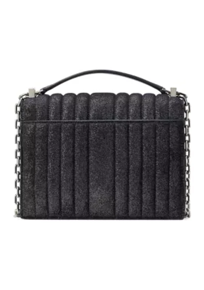 Tribeca Quilted Glitter Suede Chain Shoulder Bag