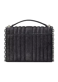 Tribeca Quilted Glitter Suede Chain Shoulder Bag
