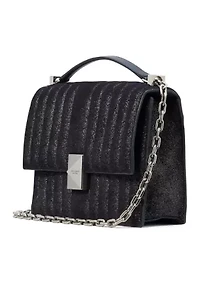 Tribeca Quilted Glitter Suede Chain Shoulder Bag