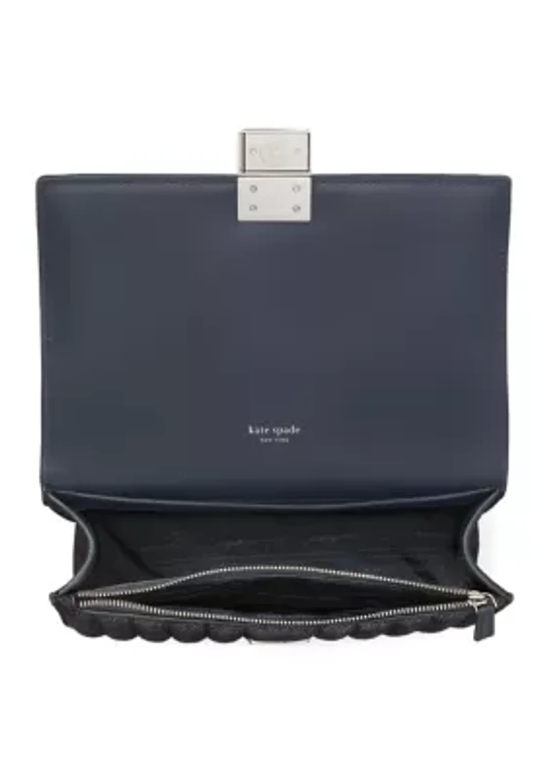 Tribeca Quilted Glitter Suede Chain Shoulder Bag