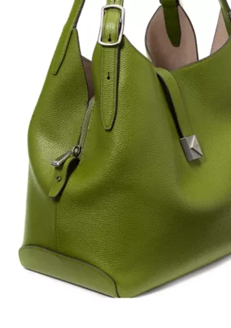 Deco Pebbled Leather Shoulder Bag