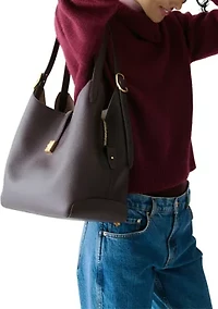 Deco Pebbled Leather Shoulder Bag