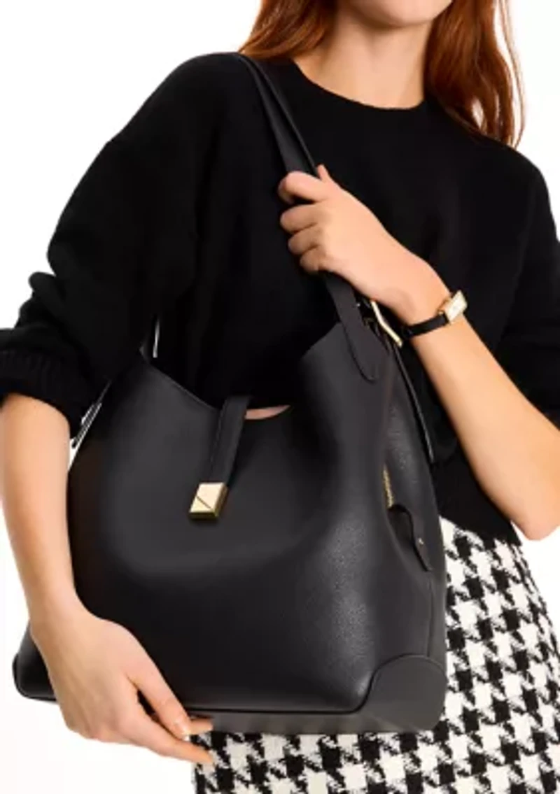 Deco Pebbled Leather Shoulder Bag
