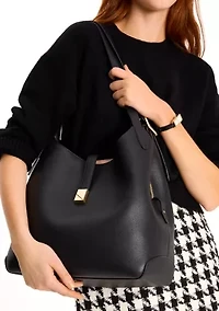 Deco Pebbled Leather Shoulder Bag