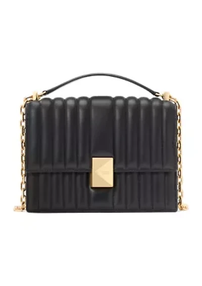 Deco Pebbled Leather Chain Shoulder Bag