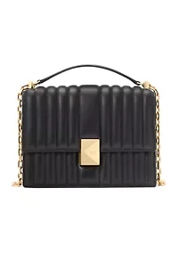 Deco Pebbled Leather Chain Shoulder Bag