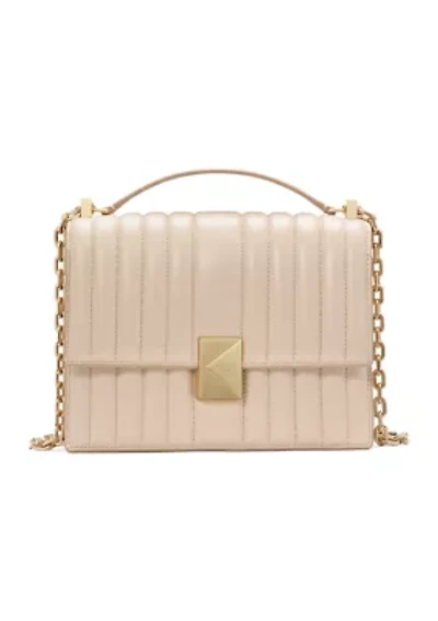 Deco Pebbled Leather Chain Shoulder Bag