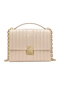 Deco Pebbled Leather Chain Shoulder Bag