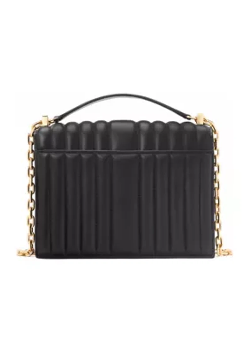 Deco Pebbled Leather Chain Shoulder Bag