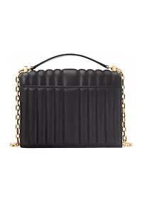 Deco Pebbled Leather Chain Shoulder Bag