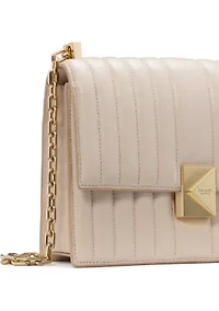 Deco Pebbled Leather Chain Shoulder Bag