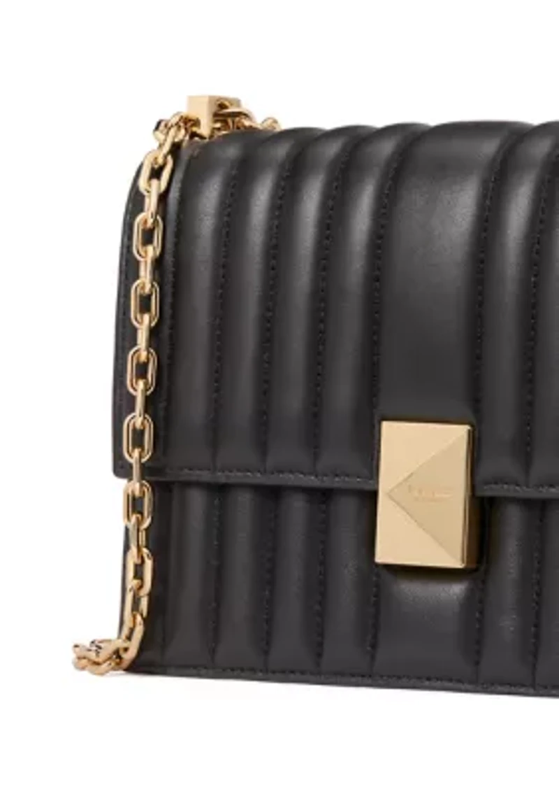Deco Pebbled Leather Chain Shoulder Bag