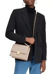Deco Pebbled Leather Chain Shoulder Bag