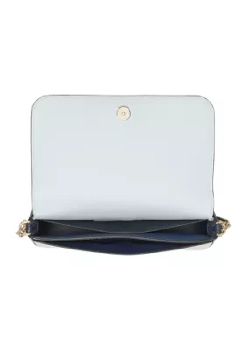 Devin Color Blocked Saffiano Leather Flap Chain Crossbody Bag
