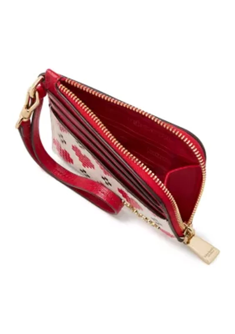 Devin Pixel Hearts Embossed Saffiano Leather Coin Card Case Wristlet