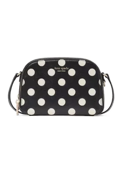 Devin Double Zip Dome Crossbody - Black White Dot