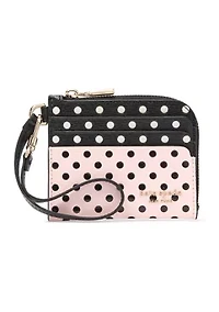  Devin Coin Card Case Wristlet Coin Card Case - Black Pink Dot 