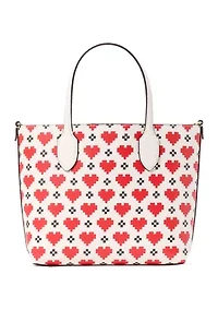 Bleecker Pixel Hearts Crossgrain Printed PVC Medium Crossbody Tote