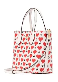 Bleecker Pixel Hearts Crossgrain Printed PVC Medium Crossbody Tote