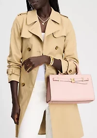 Deco Pebbled Leather Medium Satchel 