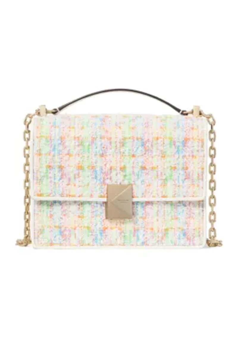 Deco Tweed Chain Strap Shoulder Bag