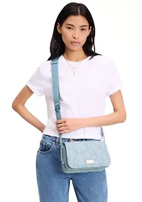 Liv Printed Denim Small Flap Crossbody 