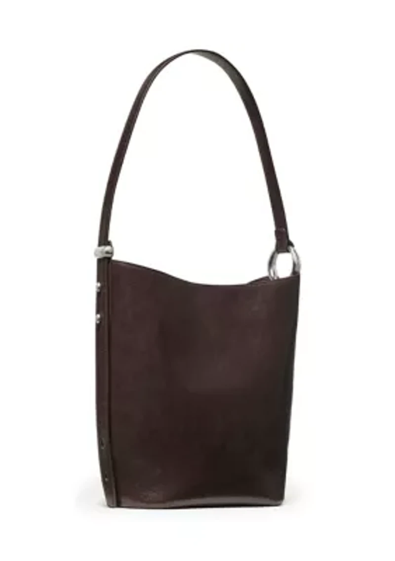 Halo Medium Glazed Leather Bucket Bag 
