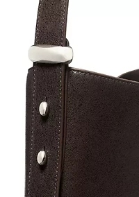 Halo Medium Glazed Leather Bucket Bag 