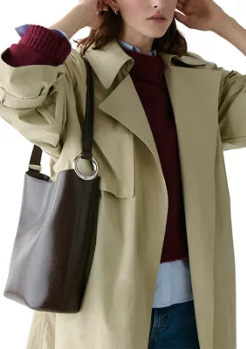 Halo Medium Glazed Leather Bucket Bag 