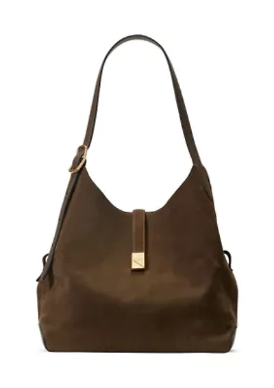Deco Suede Large Shoulder Bag 