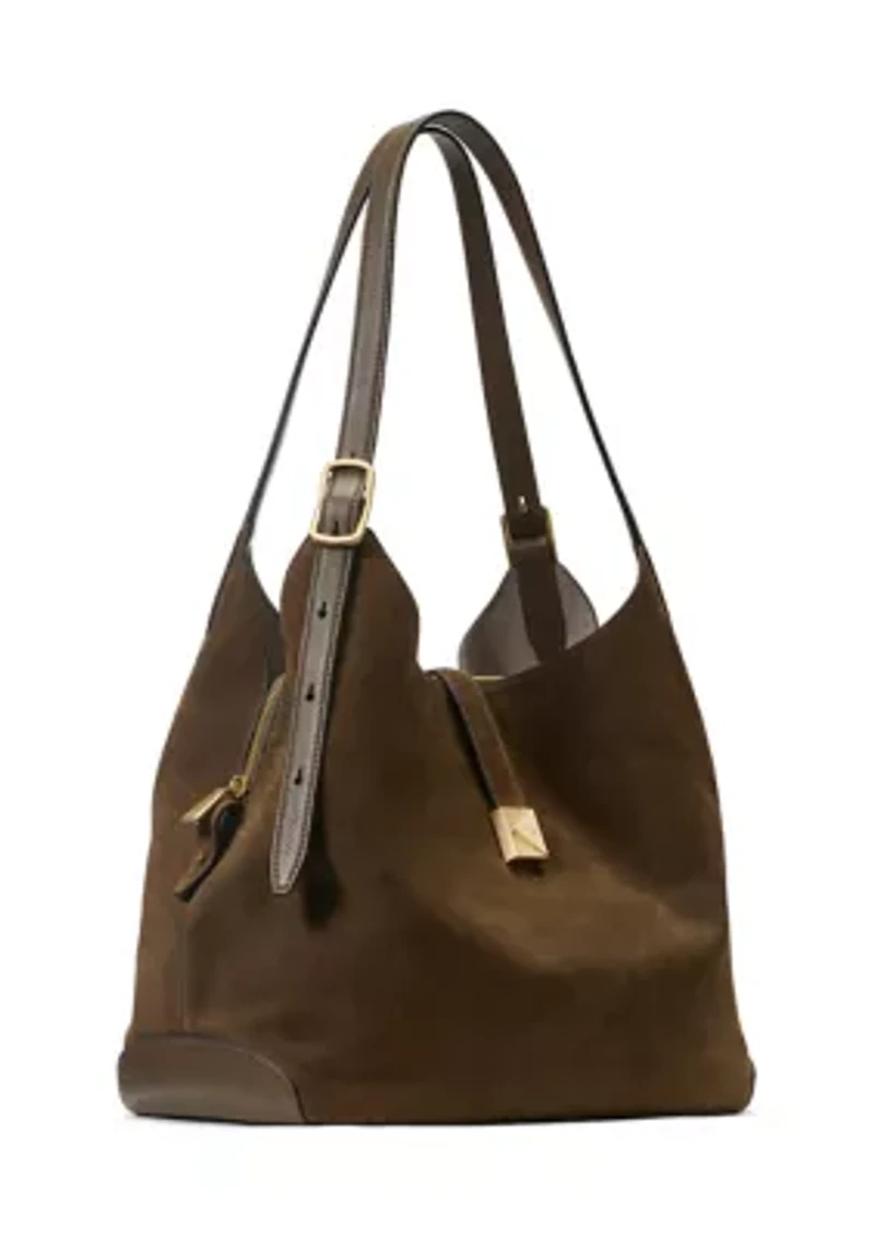 Deco Suede Large Shoulder Bag 