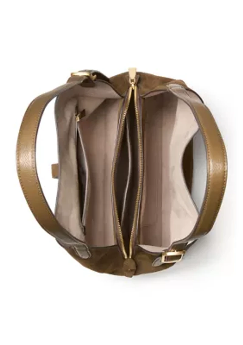 Deco Suede Large Shoulder Bag 