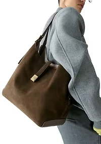 Deco Suede Large Shoulder Bag 