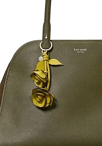 Smooth Leather Stacked Rose Bag Charm 