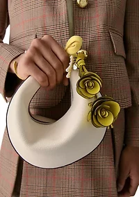 Smooth Leather Stacked Rose Bag Charm 