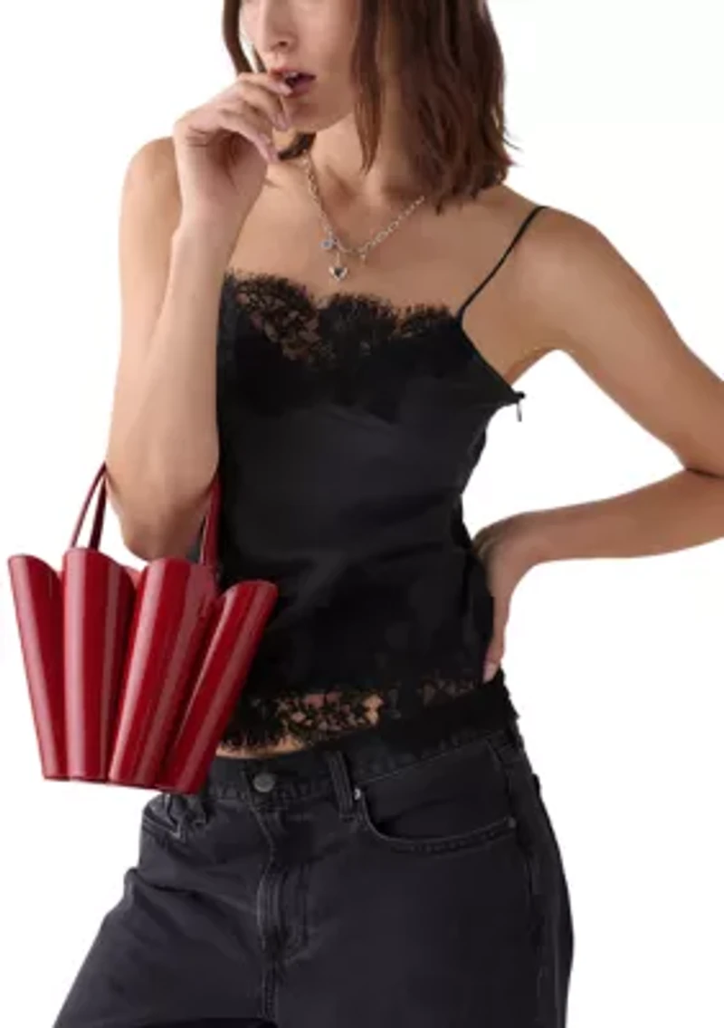 The Spade Patient Leather Flower Bucket Bag