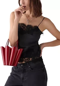 The Spade Patient Leather Flower Bucket Bag