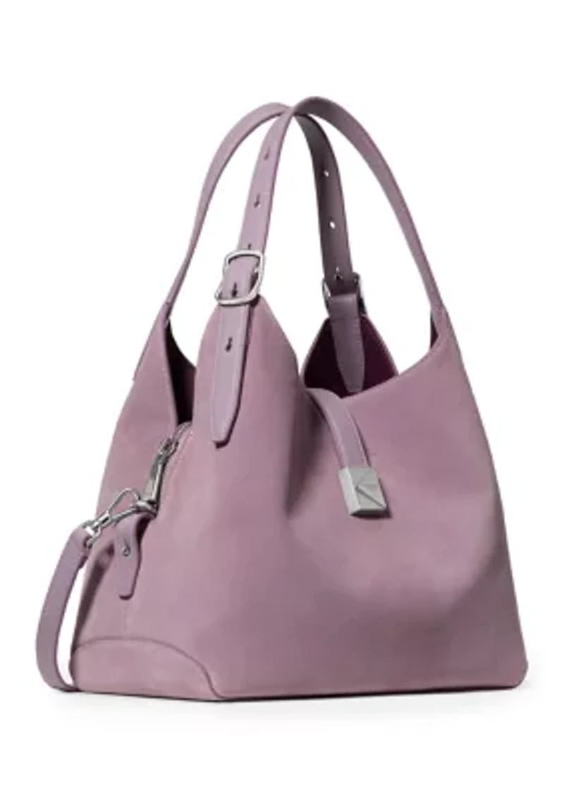Deco Smooth Leather and Suede Crossbody Tote