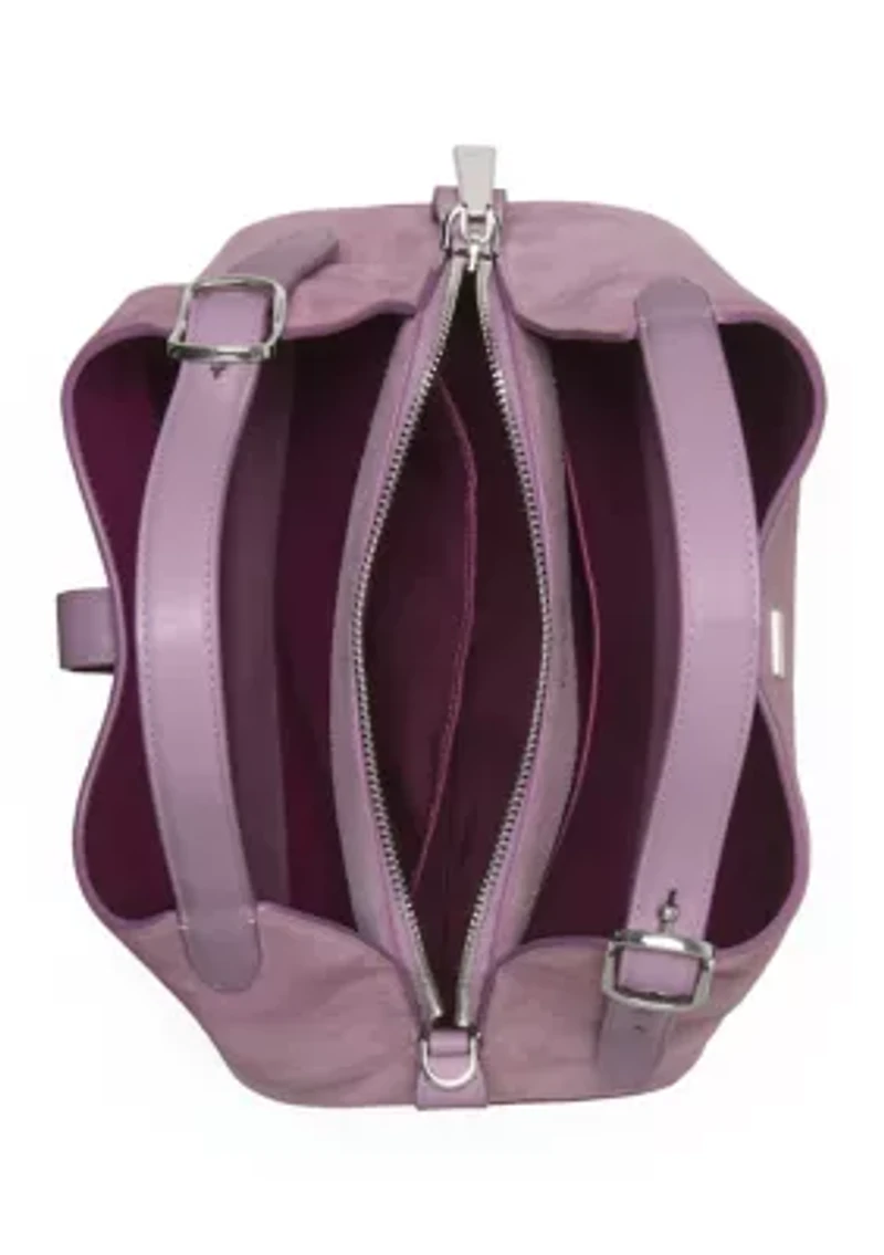 Deco Smooth Leather and Suede Crossbody Tote