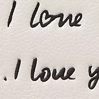 Devin "I Love You" Script Embossed Leather Pouch