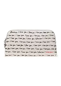 Devin "I Love You" Script Embossed Leather Pouch