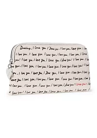 Devin "I Love You" Script Embossed Leather Pouch