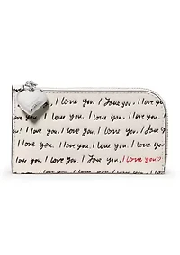 Devin "I Love You" Script Embossed Leather Small Bi-Fold Wallet