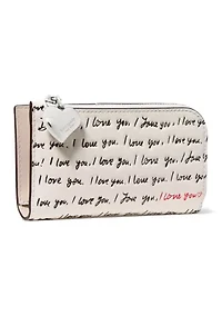 Devin "I Love You" Script Embossed Leather Small Bi-Fold Wallet