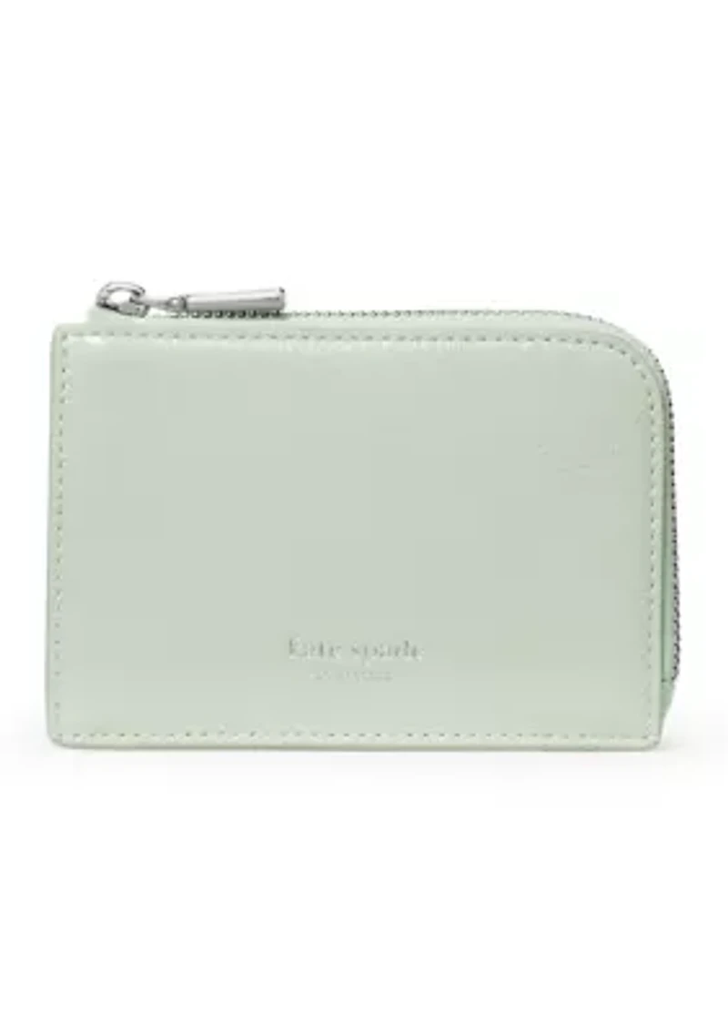 Mini Glazed Leather Zip Card Case