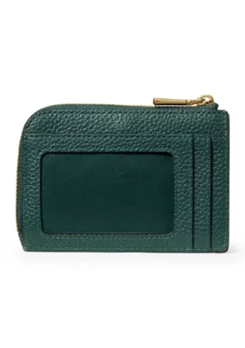 Mini Glazed Leather Zip Card Case