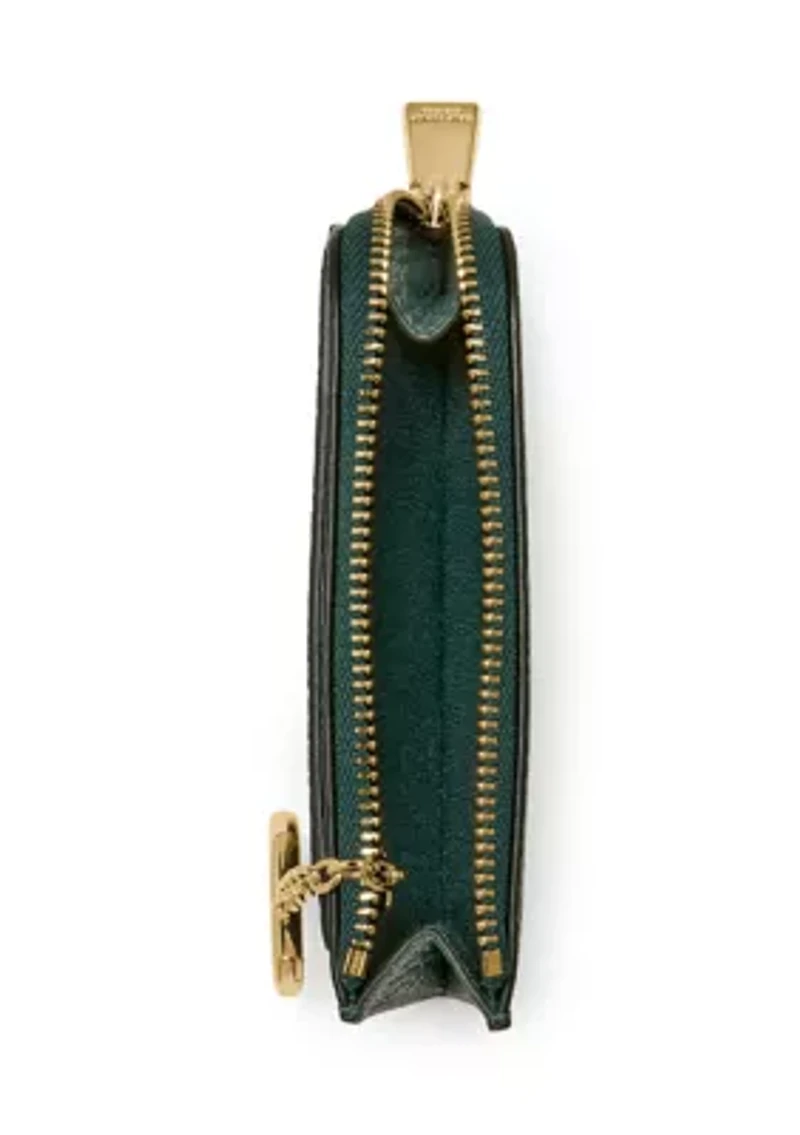 Mini Glazed Leather Zip Card Case